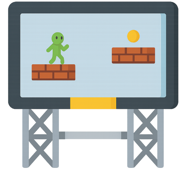 Big screen icon showcasing how Skemmi games are projected for crowd interaction